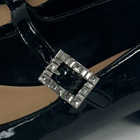 On 34th Women's Saadet Rhinestone Buckle Mary Jane Black Flats Size 5.5 M - Picture 5 of 6